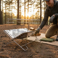 Folding Stainless Fire-and-Steel Bowl Stable Portable Fire Bowl Grill Heat-Resistant Folding Campfire Grill