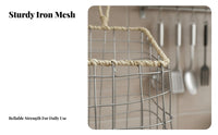 Hanging Wire Basket Nordic Design Wire Wall Basket Sturdy Construction Wire Mesh Hanging Holder for Homeowners, Students, Kitchen, Washroom