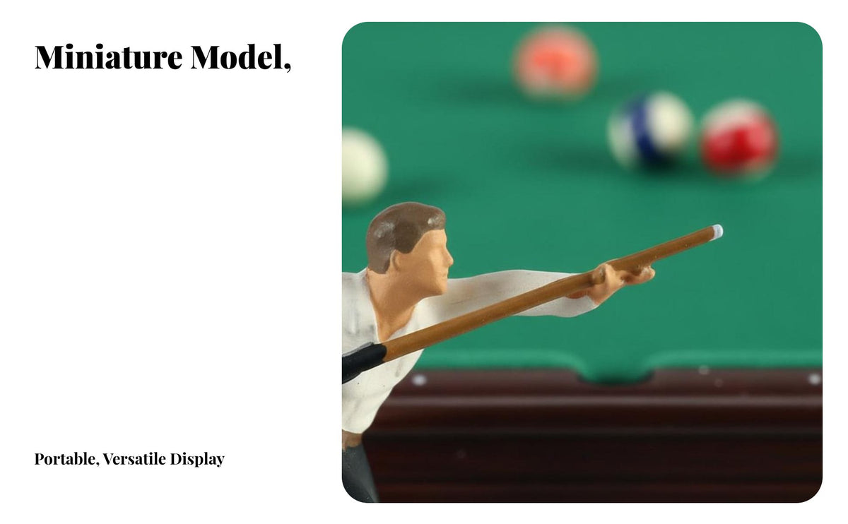 1:64 Scale Pool Table Painted Features Miniature Billiards Figure Miniature Pool Table Set Highly Detailed 1:64 Scale People