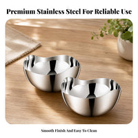 2 Pieces Scalloped Rim Stainless Steel Sauce Bowl Smooth Finish Stainless Steel Sauce Dish Small Portions Sauce Bowl Easy to Clean