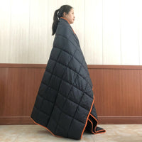 Picnic Blanket with Waterproof Backing for Camping, Quilted Nylon Beach Mat with Snaps, 140*200cm Ground Sheet, Warm Outdoor Blanket 0.7kg
