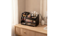 Makeup Organizer with Drawers Desktop Vanity Organizer with Side Cubbies Cosmetic Storage Drawer Unit Divided for Teens