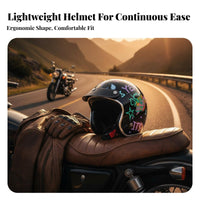 3/4 Graffiti Helmet Four-Season Retro Impact-Absorbing Foam Layer Guarding Headwear for Men, Women, Commuting