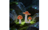 2 Pieces Resin Red Glowing Fungus Decor Weather-Resistant Luminescent Fungus Figurine for Outdoor, Patio
