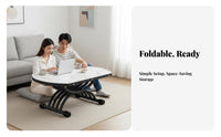 Height-Adjustable Folding Table Space-Saving Design Height-Adjustable Extending Table Two-PurposeUse Household Furniture for Living Room, Dining Area