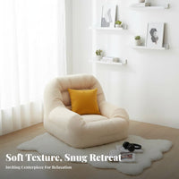 Retro Design Upholstered Cocoon Chair firm-density Foam padding Upholstered Armchair Sturdy Frame Single Sofa Textured Fabric for Young Adults, Apartment Dwellers, Book Lovers, Living Room, Bedroom, perusing corner