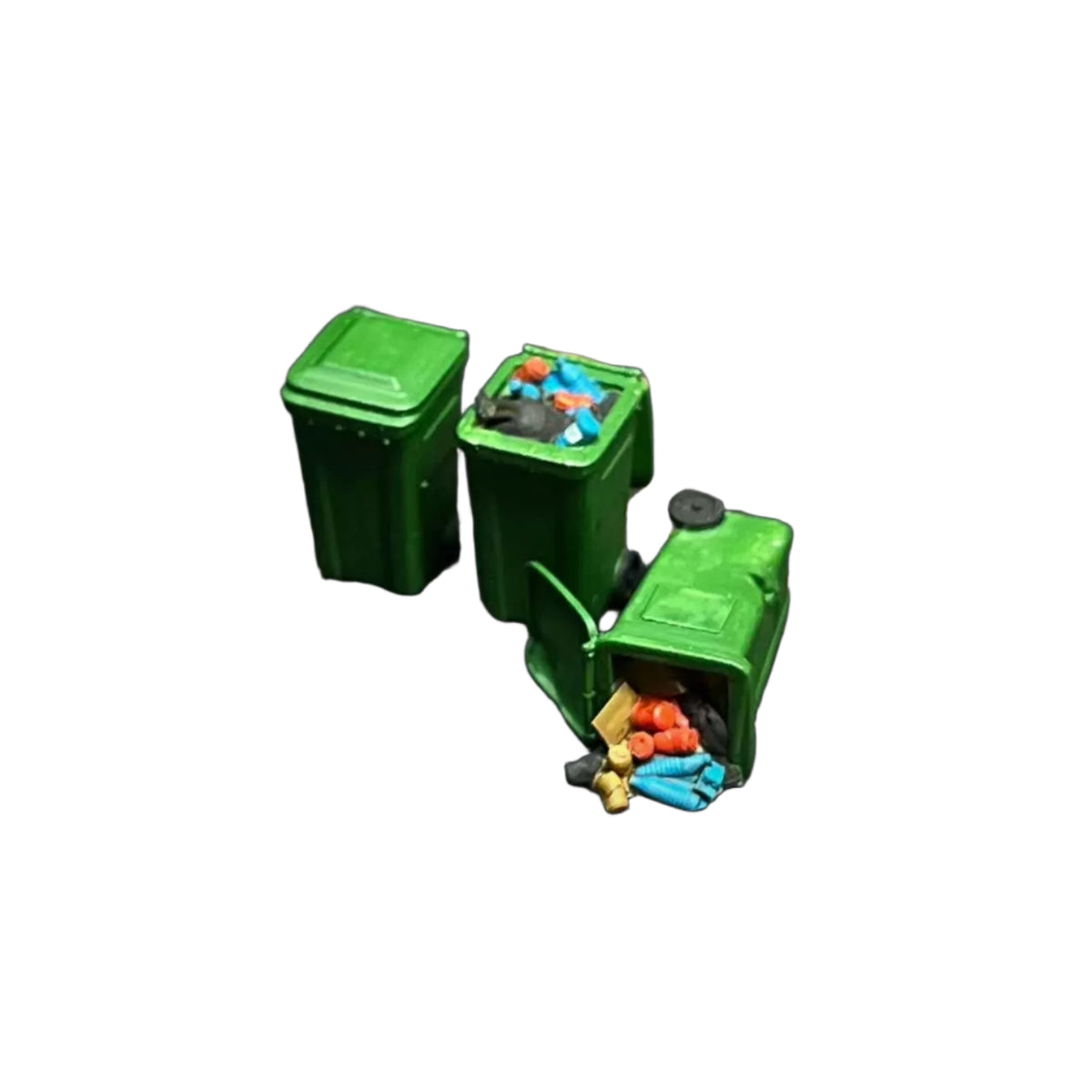 3 Pieces Handmade 1:64 Scale Trash Bin Realistic Miniature Waste Bin with Molded Lid Detailed Mini Waste Container Compact for Collectors