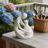 2 Pieces Abstract Couple Statue 3D Printed Desktop Figurine Minimalist Design