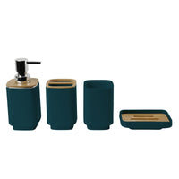 4 Pieces Bathroom Countertop Tray Set Drainage Cutouts 4 Piece Bathroom Accessory Set Bamboo Accent Home Organization Toiletry Organizer Minimalist Design for Washroom