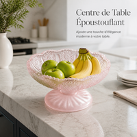 Elegant Embossed Glass Pedestal Fruit Bowl for Candy, Snacks, and Desserts