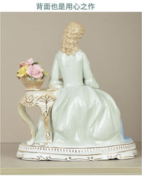 Elegant European Ceramic Figure Art Ornament for Living Room, Entryway, Shelf