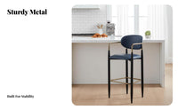 Modern design Upholstered Highrear Stool with Arms Footrest Included Bar Chair Soft paded Seat Seating Furniture Easy to Clean for Business Owners, Adults, Homeowners, Restaurant, Cafe, Bistro, Kitchen Counter