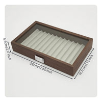 Wood Pen Box with Glass Lid Wooden Display Case Pen Display Box Organized for Office