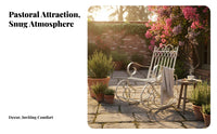 Retro Design Wrought Iron rocking seat long-durableing Rocking Chair Rust-Resistant Outdoor Furniture sturdy Duty for Seniors, Homeowners, Gardeners, Balcony, Garden, Patio, rearyard