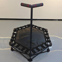 Anti-Slip Feet Adjustable Handlebar Mini Trampoline Silent Bouncing Foldable Exercise Trampoline with Handle 450 Lbs Weight Capacity Portable Jumping Bouncer with Stability Bar Easy Assembly for Children