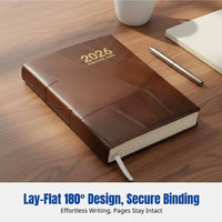 Planner Notebook, Schedule Book, Customizable Work Log, Vintage Soft Leather Cover, Waterproof, Multi-Layout, 320 Pages