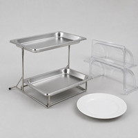Two-Tier Stainless Steel Food Display Stand, Catering & Event Food Display, Pastry, Sandwich, Dessert, Buffet, Party, Hygienic Metal Serving