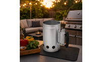 Briquette Chimney Starter Cylindrical BBQ Chimney Starter Zinc Steel for Grilling