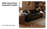 Tofu Block Couch Italian Minimalist Design Living Room Furniture Top-Grain Cowhide sectional Sofa for Homeowners, Families, Lounge Area, Home Interior