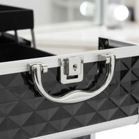Large Capacity Makeup Box with Mirror Easy to Organize Mirror Makeup Case Long-Lasting Cosmetic Travel Case Hard Shell for Nail Technicians, Outdoor