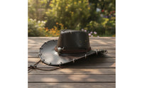 Cowboy Hat with Skull Ornament Western Cowboy Hat with Chin Cord Textured Adjustable for Men, Festivals, Costume Parties