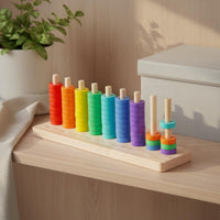 70 Pieces Rainbow Stacking Rings Color Recognition Circle Stacking Toy Fine Motor Skills Rainbow Stacker for Preschoolers, Kindergarten