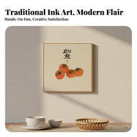 Beginner Friendly Persimmon Cross-Stitch Kit Good Fortune Symbol Chin Wish Wishwishes E D Wish Wishwishes Ign Needlepoint Kit Pre-Printed