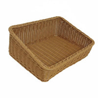 Slanted Opening Display Basket Versatile Angled Woven Basket Space-Saving Design Wicker Storage Bin for Bakery, Kitchen Countertop