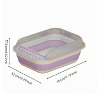 Foldable cat Litter Box Waste Receptacle Portable Semi-Enclosed Waste Receptacle Low-Profile Pet Supply for Kittens, Indoor