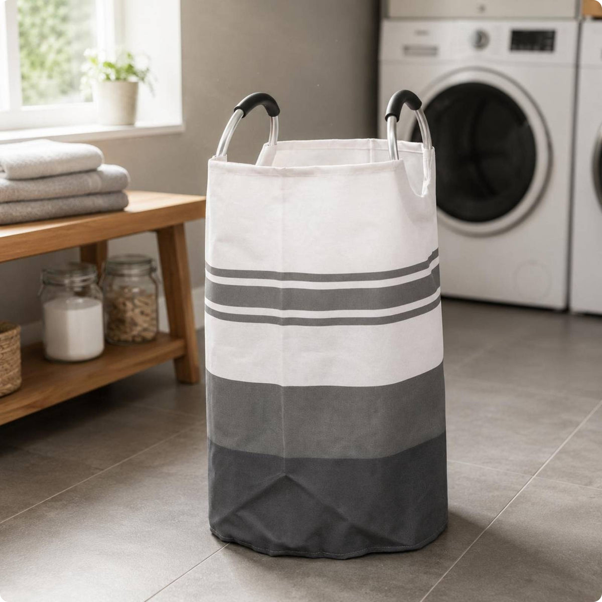 Cylindrical Laundry Basket Circular Handles Foldable Laundry Basket Grip Covers