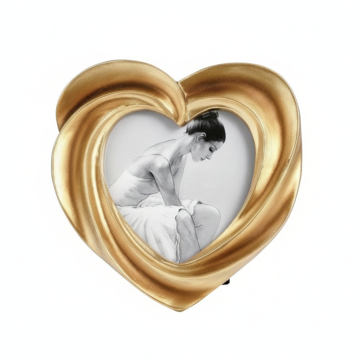 Heart Photo Frame Golden Heart Picture Frame Carved for Desk, Bedside Table