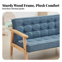 sturdy Wood Frame Upholstered Two-Seater child's Bench Nordic design kids' Furniture Comfortable Seating Toddler Couch Sturdy Construction for Children, Toddlers, Preschoolers, Kindergarten, Playroom, Bedroom, Living Room