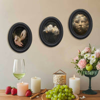 3 Pieces Framed Oval Wall Decor Decorative Abstract Framed Art Gift Idea Oval Wall Frame for Living Room