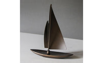 Sailboat Statue with Curved Hull Matte Black Sailboat Sculpture Minimalist Sailing Boat Model for Office Desk