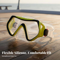 Reinforced Glass Diving Goggles Anti-Fog Snorkeling Facepiece Water Resistant Snorkel Facepiece for Snorkelers, Beginners, Underwater Exploration