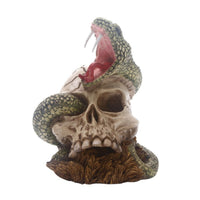 Hand-Painted Serpent Skull Sculpture Detailed Skull Sculpture Gothic Snake Statue Decorative for Collectors, Halloween Decor, Horror-Themed Rooms