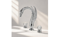Sculpted Swan Faucet with Two Handles Ornate Swan Bathroom Faucet Raised Long-Lasting for Vanity