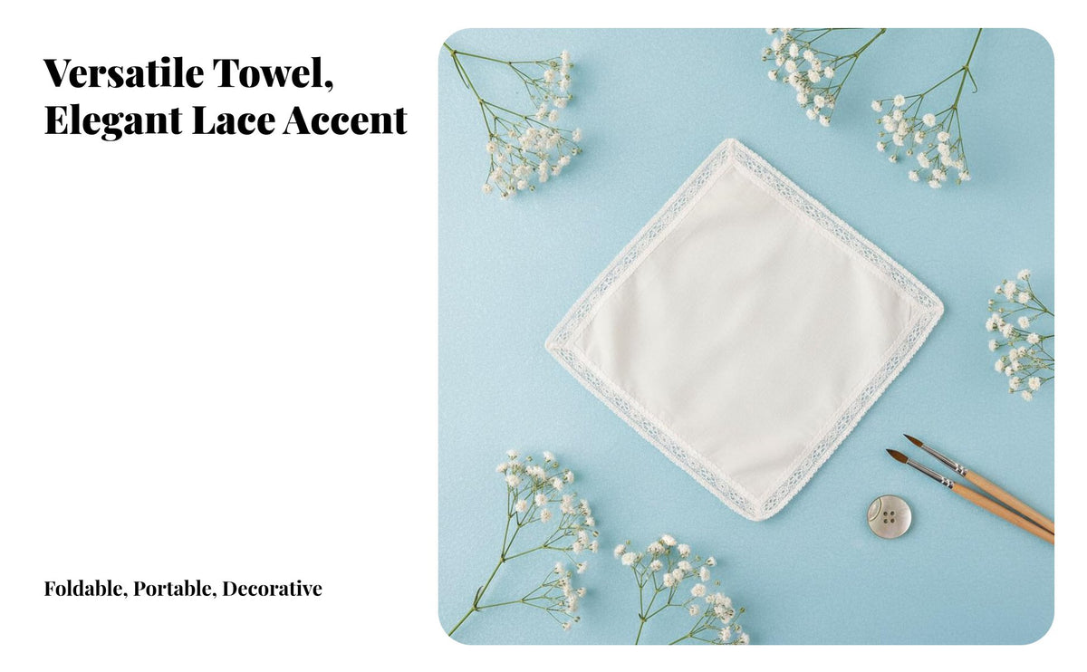White Handkerchief Elegant Design Lace Handkerchief Absorbent White Lace Hankie for Crafters, Artists, Crafting, Weddings, Party Favors