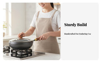 Uncoated Iron Pan Thickened Flat Bottom Wok Traditional Chinese Wok Versatile Small Iron Pot Hand-Crafted for Home Chefs