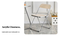 Foldable Design Transparent Folding Chair Space-Saving Acrylic Folding Chair Easy to Clean Modern Armless Event Seat No Assembly Required for Makeup Enthusiasts, Apartment Dwellers, Small Areas, Bedroom, Living Room, Balcony