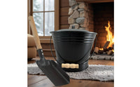 Ash Bucket with Lid and Wooden Grip Fireplace Bucket with Lid Covered for Homeowners