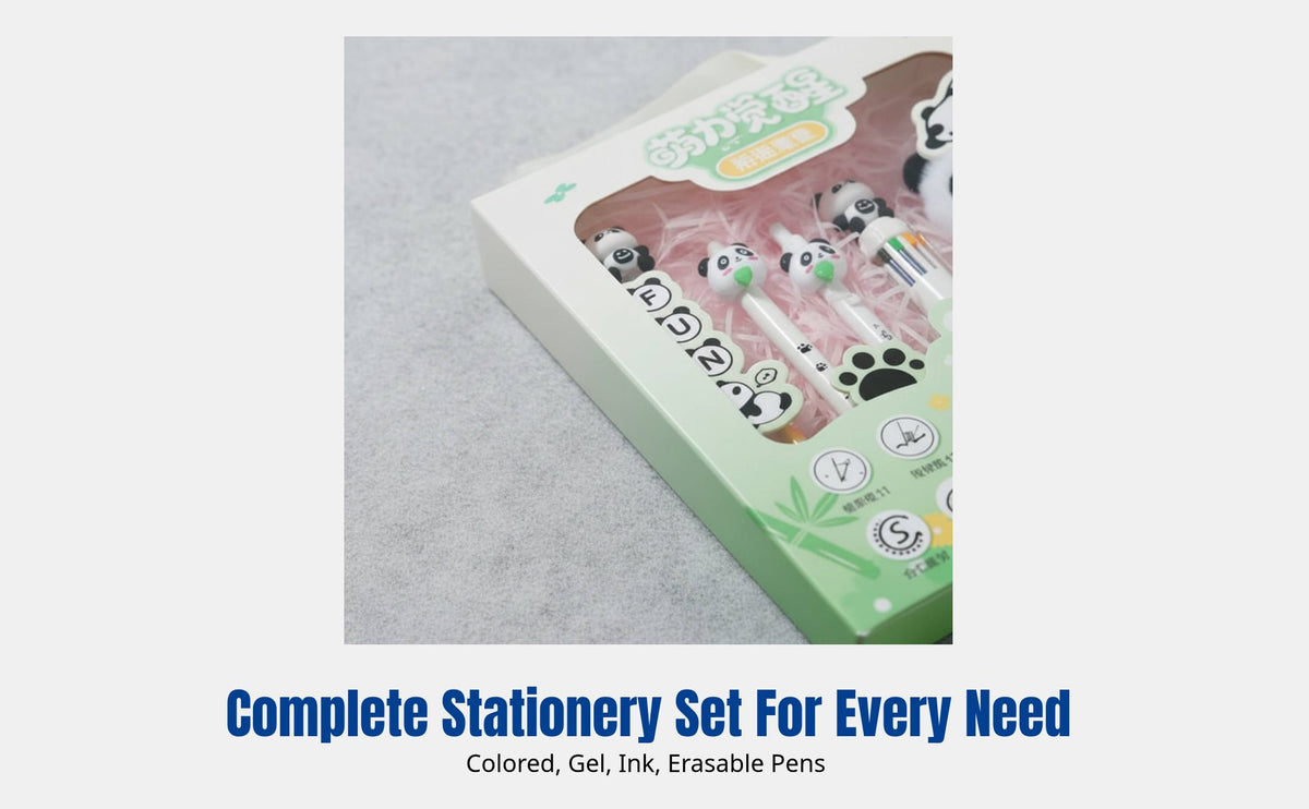 Panda Stationery Set, Cartoon Pen Gift Box, Color Pen, Gel Pen, Ink Pen, Erasable Pen, Student Holiday Gift