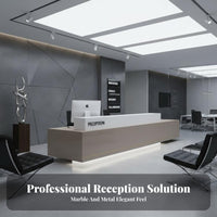 Wide Desktop Modern Reception Desk Large Storage Capacity Minimalist Lobby Front Desk Sturdy Structure Checkout Counter Versatile for Receptionists, Office Managers, Business Owners, Sales Center, Hotel, Company Entrance, Shop
