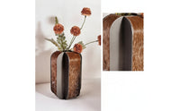 Vase with Horsehair Panel Minimalist Decorative Metal Vase Bronze for Tabletop