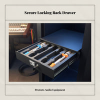 Lockable 19" 2U Drawer Travel Case, Universal Microphone Receiver Rack Drawer