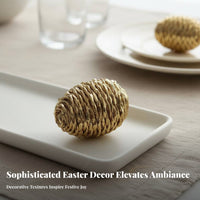 Decorative Easter Egg Woven Design Rope Wrapped Egg Ornament Party Supply for Families, Homeowners, Tabletop Display, Classroom