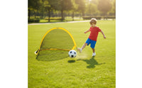 2 Pieces Indoor Outdoor Use Kids Foldable Soccer Goal Set Spring-up-up Design Portable Soccer Net Sports Toy for Backyard