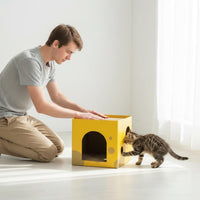 Sturdy Construction Cheese Box Cat Scratcher Long-Lasting Cardboard Cat Scratcher