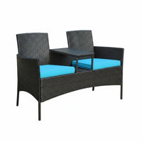 3 Pieces Waterproof 3-Piece Wicker Chat Set UV-Resistant 3-Piece Wicker Seating Group space-efficient Design Outdoor Furniture Sturdy and long-lasting for Apartment Dwellers, Homeowners, two people, Balcony, Patio, Garden, Backyard