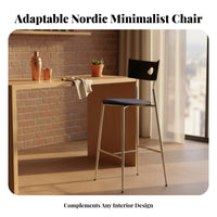 Nordic Design Wireframe Counter Stool With Backrest Bar Chair Minimalist aesthetic Home Furniture Built-in Footrest for Interior Designers, Business Owners, Restaurant, Kitchen Island, Dining Room, leisure Area